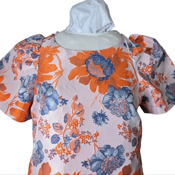 Renee C. Floral Blue and Orange Mini Dress...Size Large - Picture 5 of 7